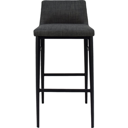 Baron Barstool Charcoal by Moe's Home Collection in charcoal gray and powder coated. Made from upholstery: 100% polyester, upholstery foam, steel legs, plywood in a modern style.
