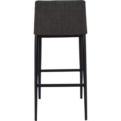 Baron Barstool Charcoal by Moe's Home Collection in charcoal gray and powder coated. Made from upholstery: 100% polyester, upholstery foam, steel legs, plywood in a modern style.