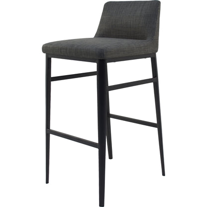 Baron Barstool Charcoal by Moe's Home Collection in charcoal gray and powder coated. Made from upholstery: 100% polyester, upholstery foam, steel legs, plywood in a modern style.
