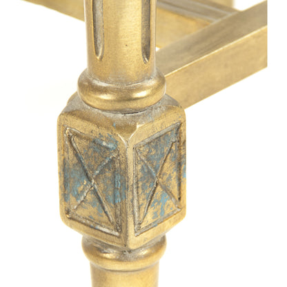 Burkett End Table by Zentique in distressed gold and mdf. Made from mdf, metal in a traditional style.