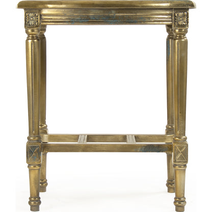 Burkett End Table by Zentique in distressed gold and mdf. Made from mdf, metal in a traditional style.