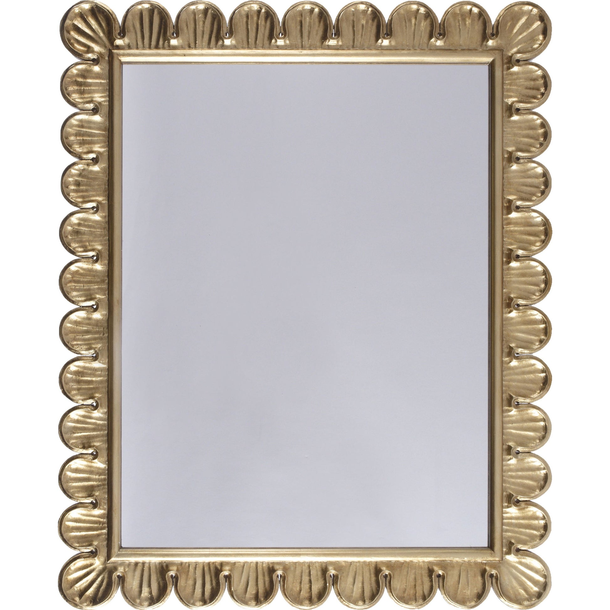 Eliza Scalloped Edge Frame Mirror by Worlds Away. Made from hardwood solids, glass in a traditional style.