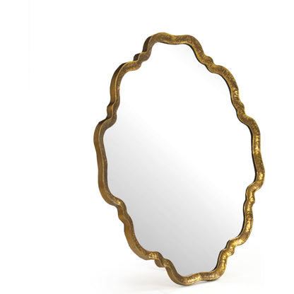 Carel Mirror by Zentique in distressed gold and iron, mirror, mdf. Made from iron, mirror, mdf in a transitional style.