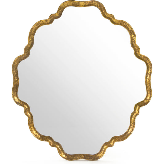 Carel Mirror by Zentique in distressed gold and iron, mirror, mdf. Made from iron, mirror, mdf in a transitional style.
