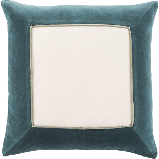 Emerson EMS04 Pillow by Jaipur Living in teal, cream. Made from 100% cotton in a transitional style.