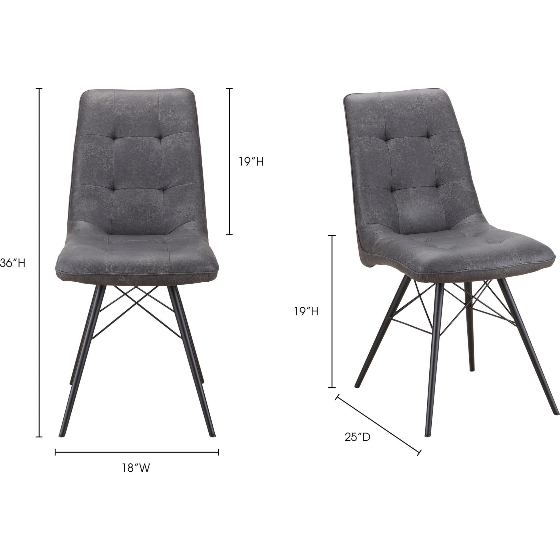 Morrison Side Chair (Set of 2) by Moe's Home Collection in grey. Made from high density foam, metal in a modern style.