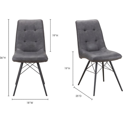 Morrison Side Chair (Set of 2) by Moe's Home Collection in grey. Made from high density foam, metal in a modern style.