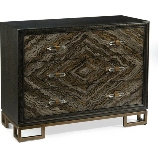 Portoro Chest by John-Richard in black, brass, gold, oak. Made from brass, crystal, steel in a eclectic & global style.