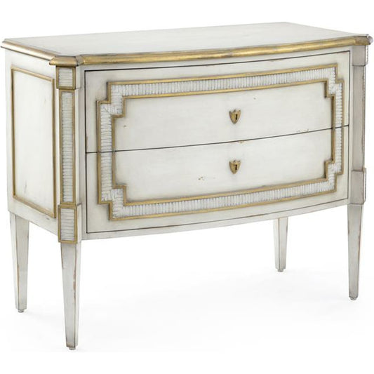 Corsini Nightstand by John-Richard in cream, gold. Made from unique in a cottage & farmhouse style.