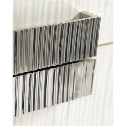 Cifra Nightstand by John-Richard in pewter, silver, stainless steel, white. Made from steel in a modern style.
