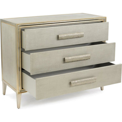 Cefalu Chest by John-Richard in champagne, pewter, silver. Made from metal in a transitional style.
