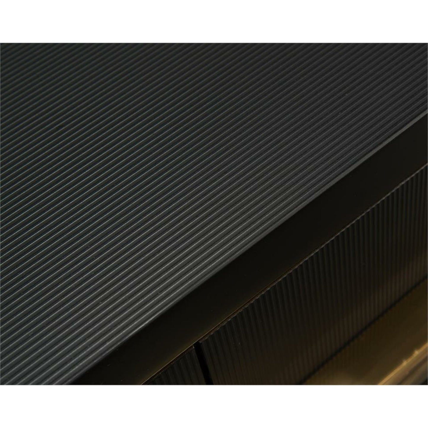 001 SR-864896 | Closeup | Midnight Console Table by John-Richard in black, brass, stainless steel. Made from brass, steel in a transitional style.