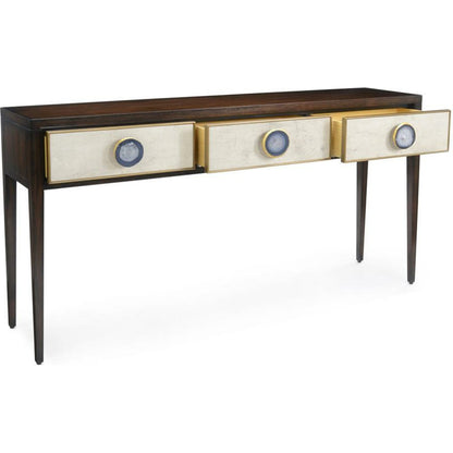 Palma Console Table by John-Richard in black, blue, gold, walnut. Made from unique in a transitional style.