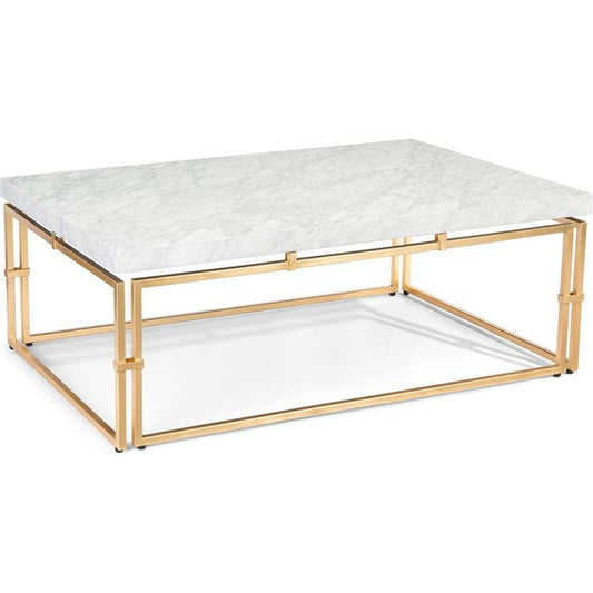 Calabria Cocktail Table by John-Richard in gold. Made from steel in a transitional style.