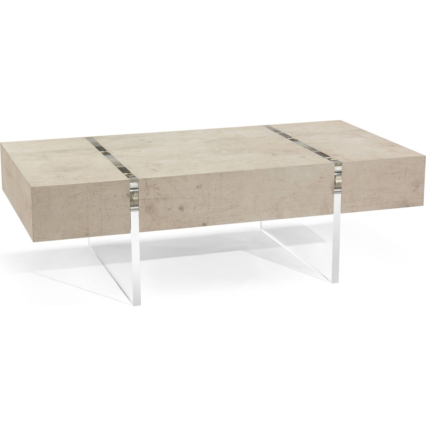 001 SR-771843 | Primary Silo | Loftus Cocktail Table by John-Richard in natural and tiza gesso. Made from mdf, acacia solids, celtis veneer, tiza gesso, acrylic in a modern style.