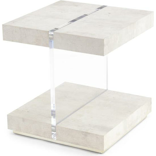 Loftus Side Table by John-Richard in pewter, silver. Made from acrylic in a modern style.