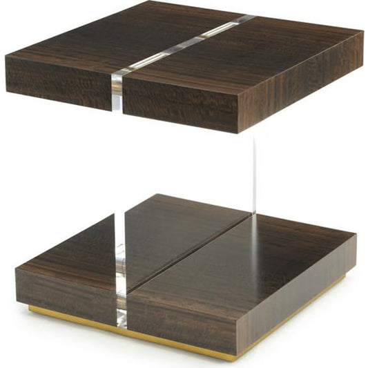 Ashton Gate Side Table by John-Richard in gold. Made from acrylic in a modern style.