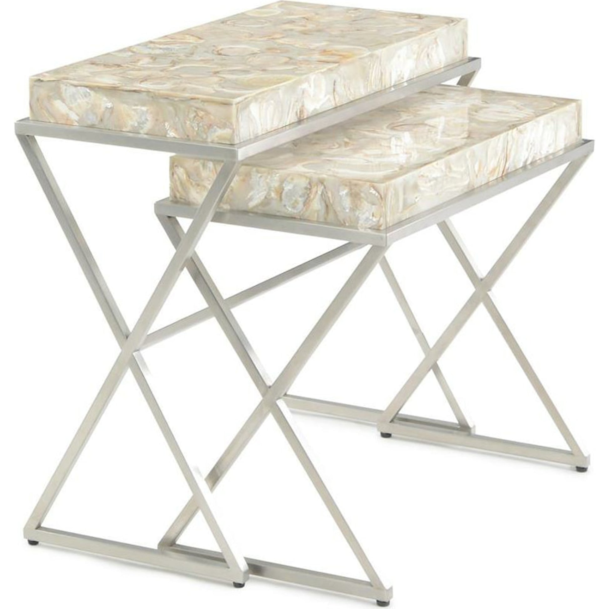 Bottaro Nesting Side Tables by John-Richard in natural. Made from steel in a modern style.
