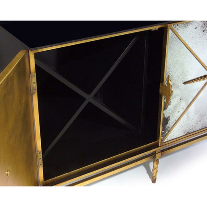 Rio Cabinet by John-Richard in black. Made from glass, steel in a transitional style.
