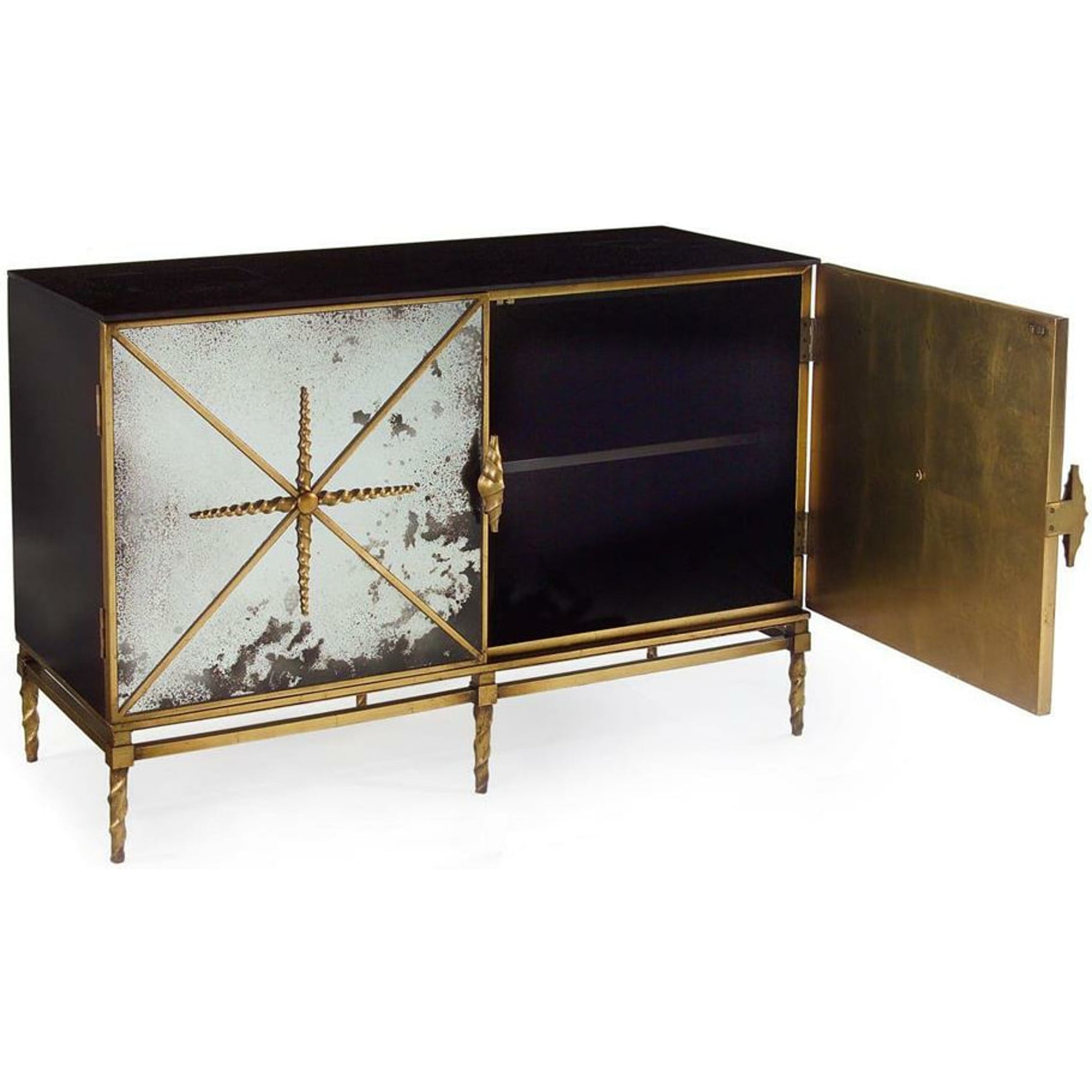 Rio Cabinet by John-Richard in black. Made from glass, steel in a transitional style.
