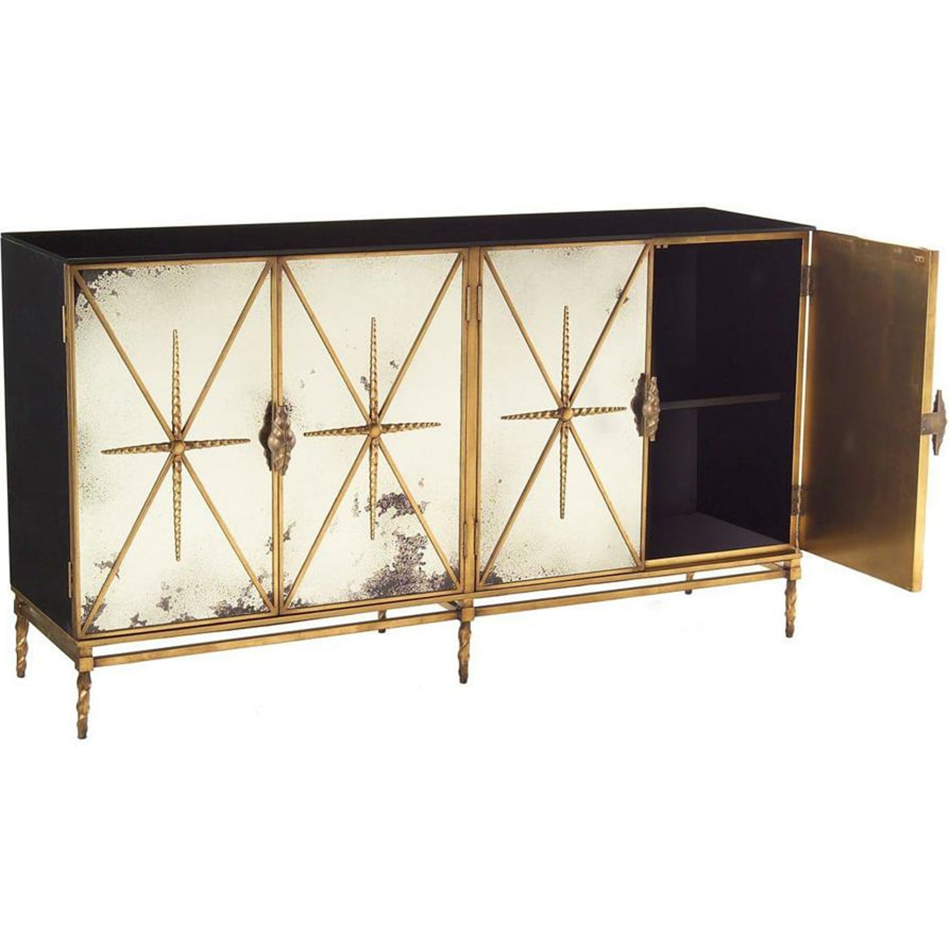 Rio Dresser by John-Richard in black, gold. Made from glass, steel in a transitional style.