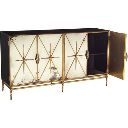 Rio Dresser by John-Richard in black, gold. Made from glass, steel in a transitional style.