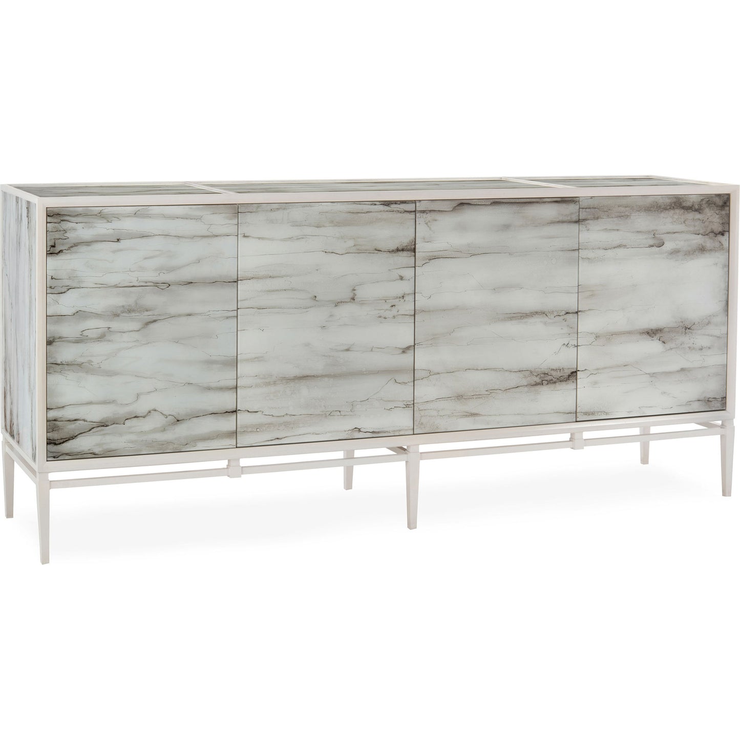 000 SR-771667 | Primary Silo | Carrera Cabinet by John-Richard in natural and white painted marble. Made from mdf, glass, steel in a coastal style.