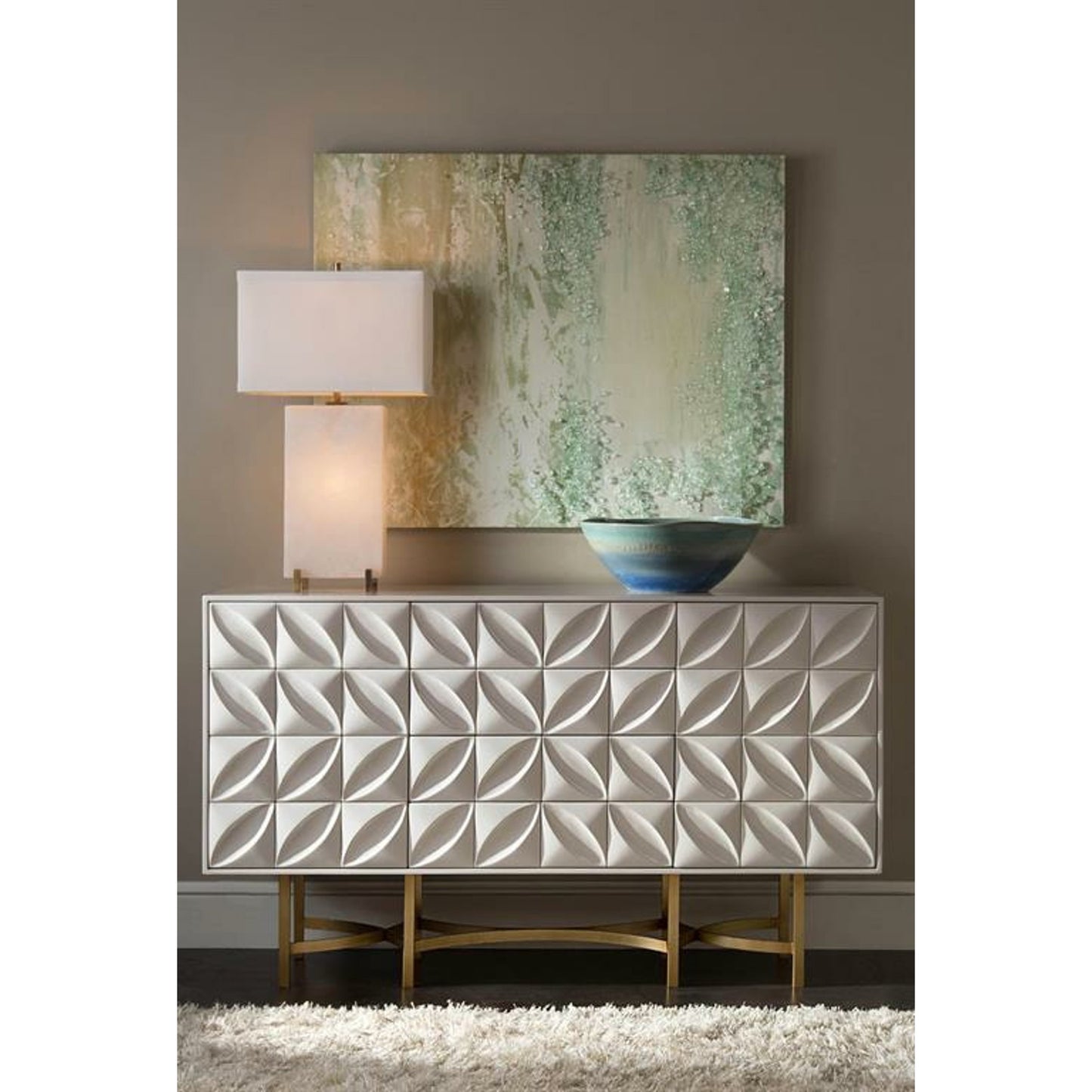 004 SR-864077 | Lifestyle | Ghost Credenza by John-Richard in bronze, white. Made from bronze, metal in a modern style.