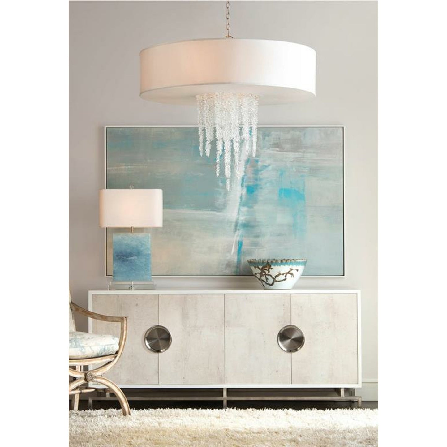 005 SR-863596 | Lifestyle | Dante Four-Door Credenza by John-Richard in beluga, stainless steel, white. Made from steel in a modern style.