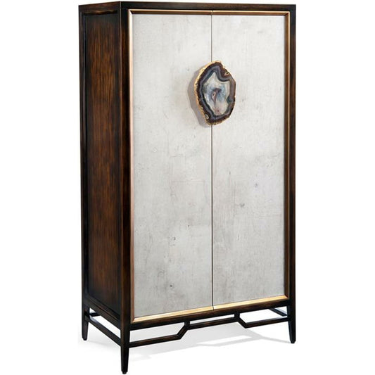 Anzu Cabinet by John-Richard in black, gold, walnut. Made from stone in a transitional style.