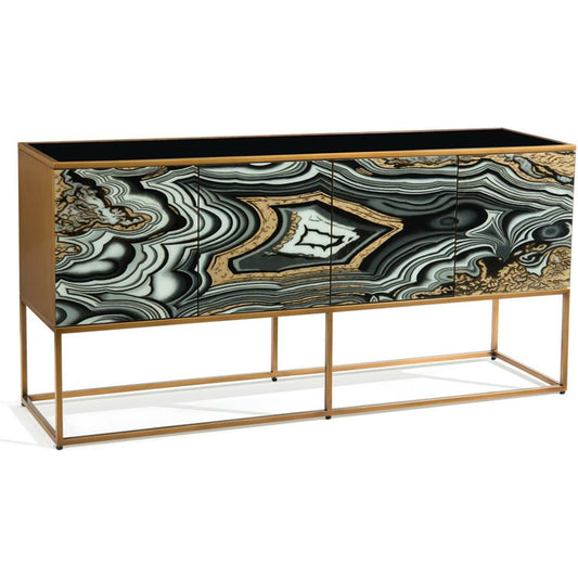 I Dream of Agate Cabinet by John-Richard in black, gold. Made from glass in a modern style.