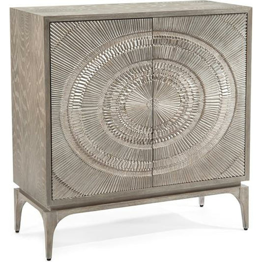 Cosmos Two-Door Cabinet by John-Richard in gray, oak, silver, white. Made from unique in a eclectic & global style.