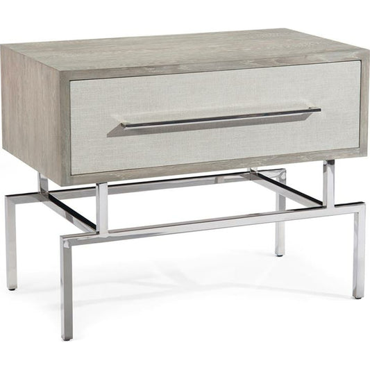 Gatcombe Side Table by John-Richard in gray, oak, stainless steel. Made from steel in a transitional style.