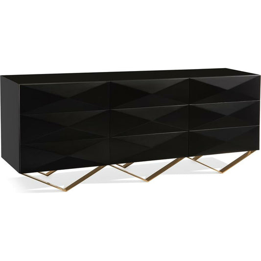 Chelsea Sideboard by John-Richard in black, brass, stainless steel. Made from brass, steel in a modern style.