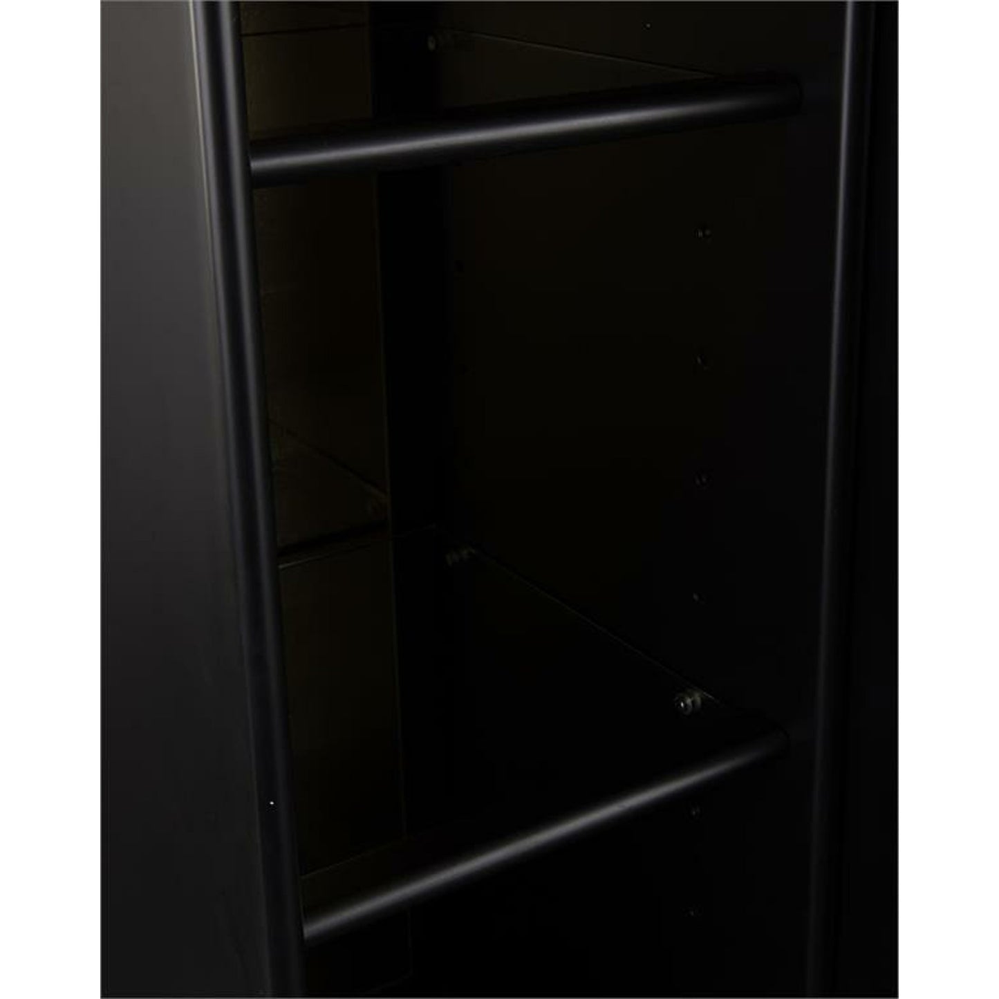 003 SR-863040 | Closeup | Black Satin Cabinet by John-Richard in black, brass, gold, stainless steel. Made from brass, steel in a transitional style.