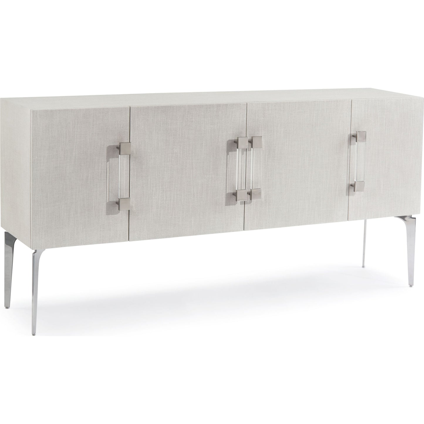 000 SR-771863 | Primary Silo | Martino Sideboard by John-Richard in stainless steel, white and white linen. Made from mdf, linen, acrylic, stainless steel in a modern style.