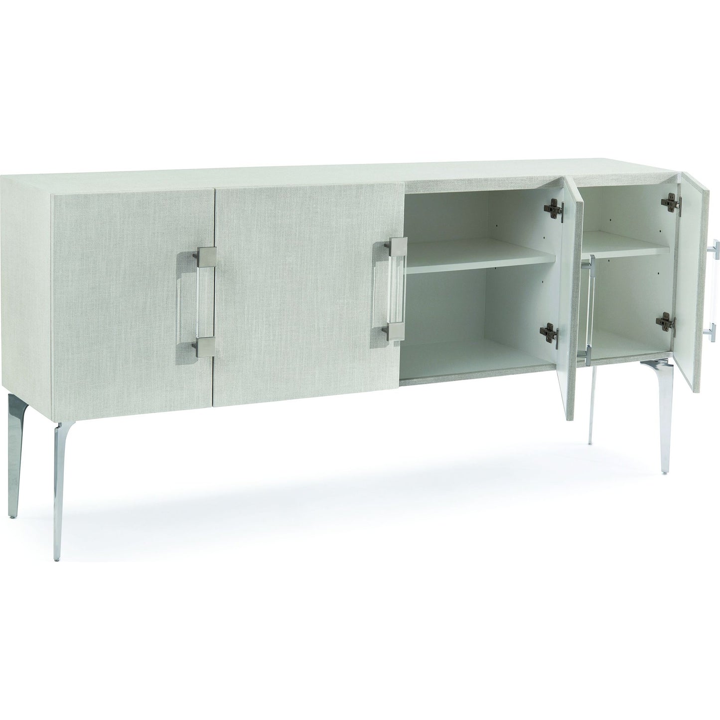 003 SR-771863 | Additional Silo | Martino Sideboard by John-Richard in stainless steel, white and white linen. Made from mdf, linen, acrylic, stainless steel in a modern style.