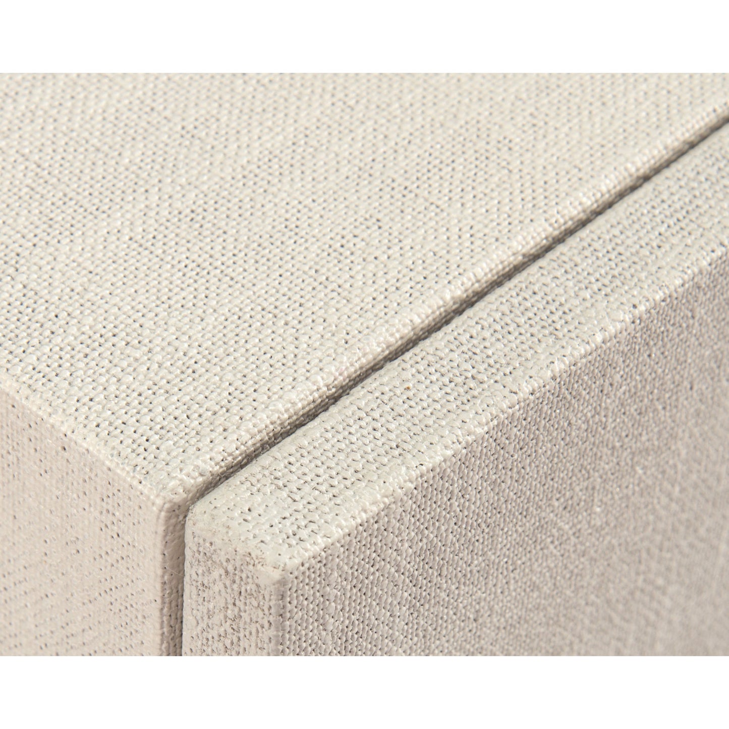 002 SR-771863 | Closeup | Martino Sideboard by John-Richard in stainless steel, white and white linen. Made from mdf, linen, acrylic, stainless steel in a modern style.