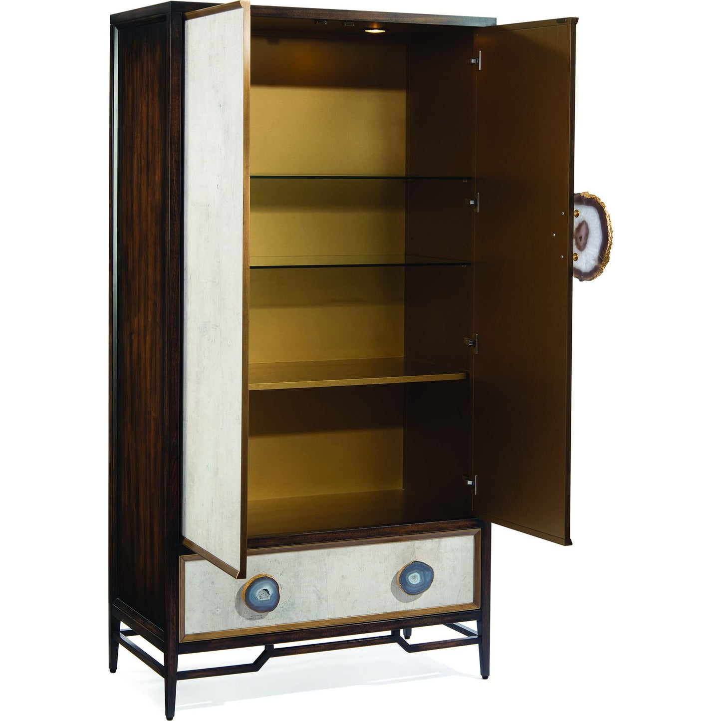 002 SR-771870 | Additional Silo | Mercia Bar Cabinet by John-Richard in black, gold, walnut and windsor black, tiza gesso, aztec gold. Made from solid beech, american black walnut, celtis veneers, mdf, agate, pristine wood laminate in a transitional style.