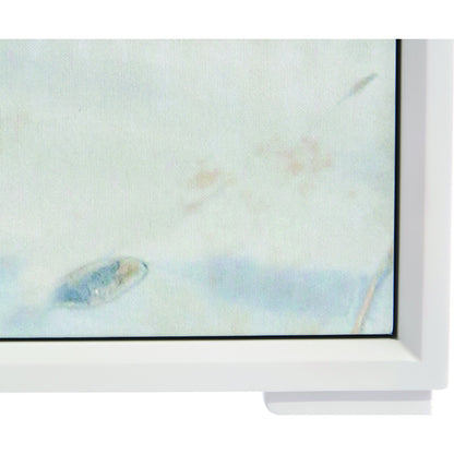River Cabinet by John-Richard in blue, gray and light gray. Made from tulip, mdf, giclee, aluminum in a coastal style.