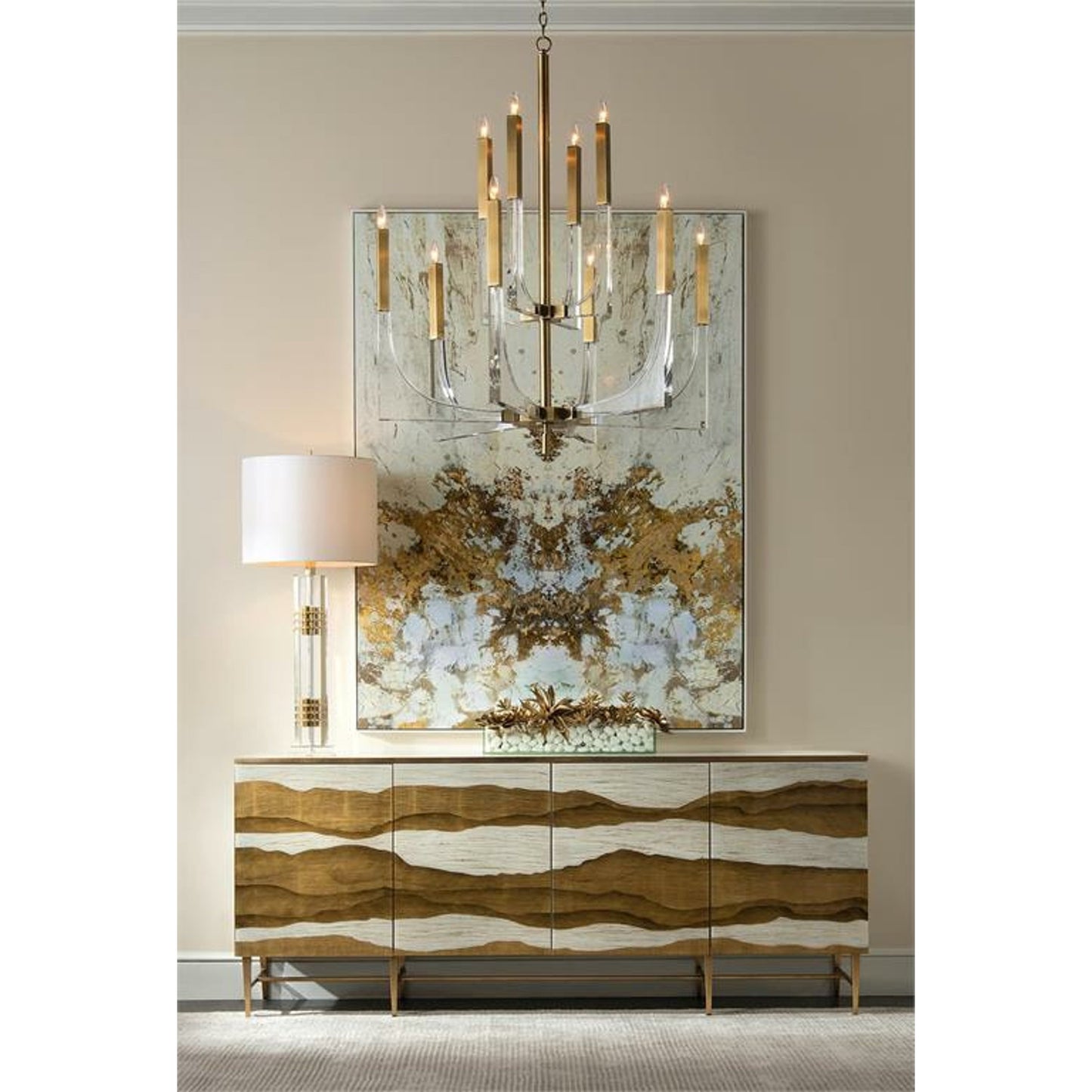 003 SR-865874 | Lifestyle | Sutton Place Sideboard by John-Richard in beluga, gold. Made from glass, steel in a modern style.