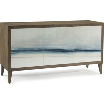 Enigma Credenza by John-Richard in oak and driftwood, giclee. Made from mdf, oak solid, veneer in a coastal style.