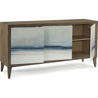 Enigma Credenza by John-Richard in oak and driftwood, giclee. Made from mdf, oak solid, veneer in a coastal style.