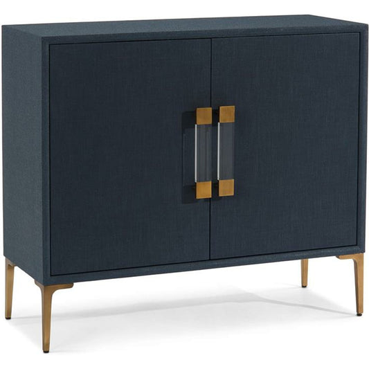 Aveley Cabinet by John-Richard in brass, indigo. Made from acrylic, brass, steel in a modern style.