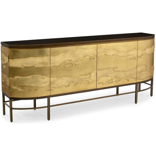 Rimini Sideboard by John-Richard in gold. Made from steel in a transitional style.