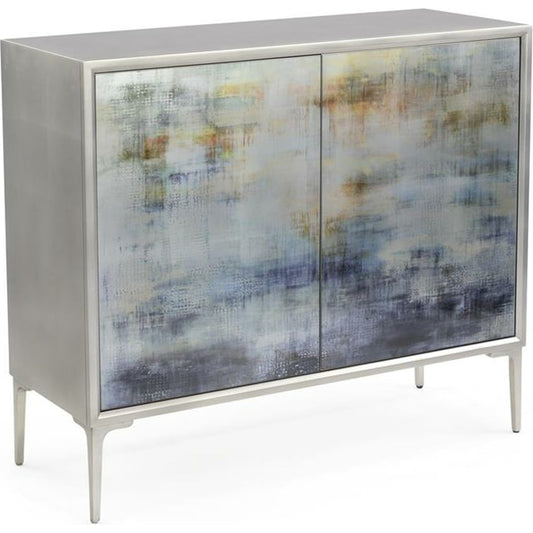 Shaye Rawson's Spring Rain Commode by John-Richard in pewter, silver. Made from glass in a coastal style.