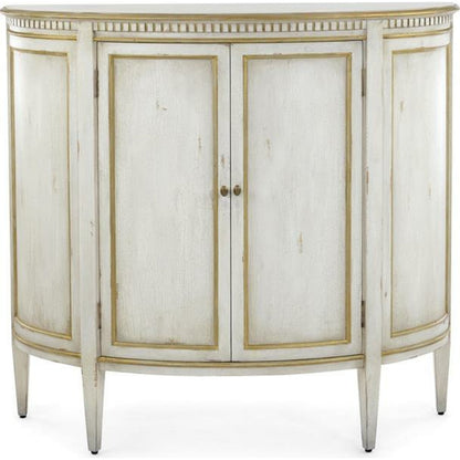 Volnay Demilune Cabinet by John-Richard in brass, cream, gold. Made from brass in a traditional style.