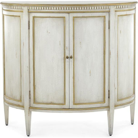 Volnay Demilune Cabinet by John-Richard in brass, cream, gold. Made from brass in a traditional style.