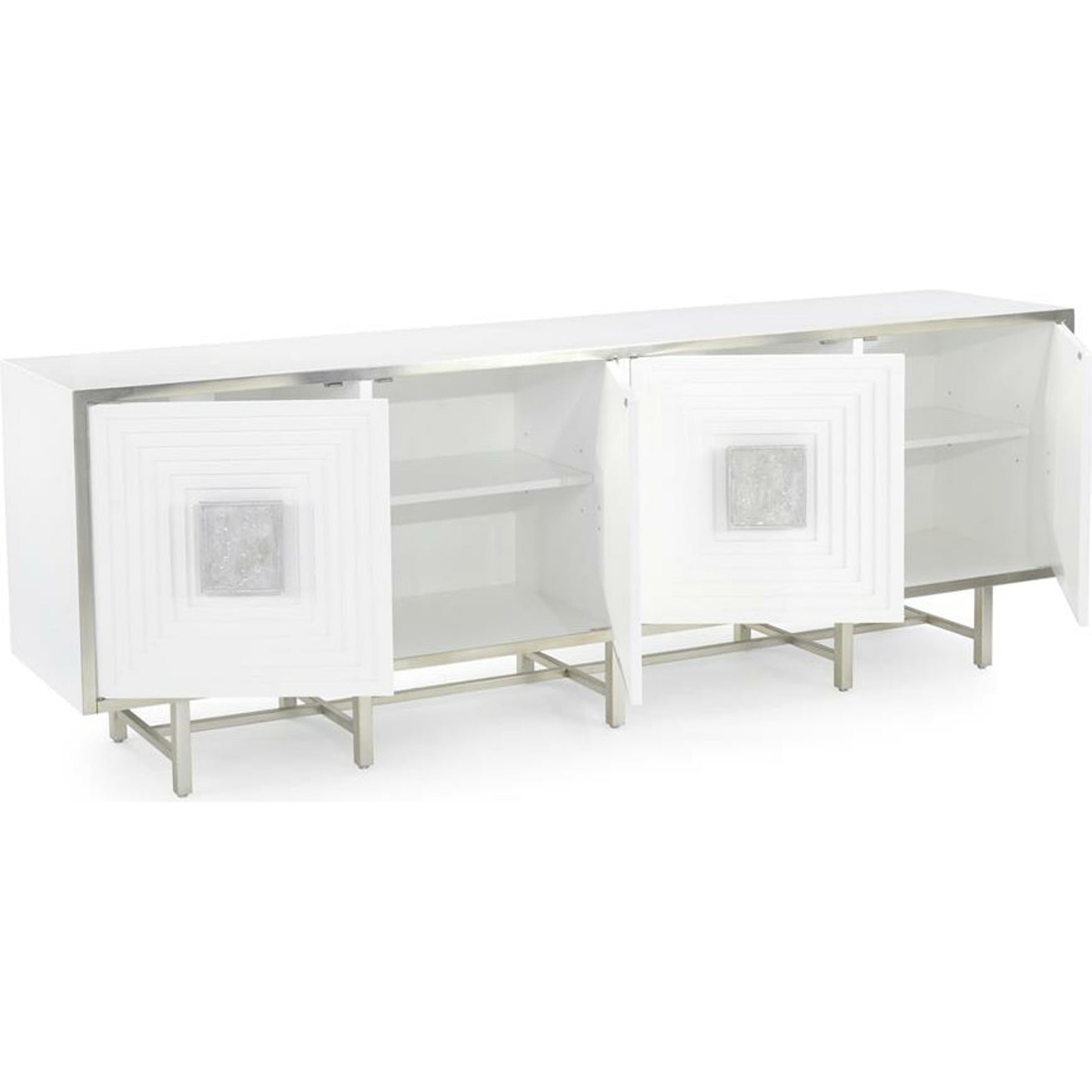 Tesino Sideboard by John-Richard in beluga, pewter, silver. Made from metal, steel in a transitional style.