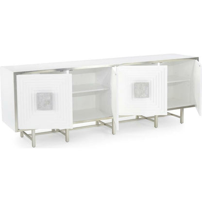 Tesino Sideboard by John-Richard in beluga, pewter, silver. Made from metal, steel in a transitional style.